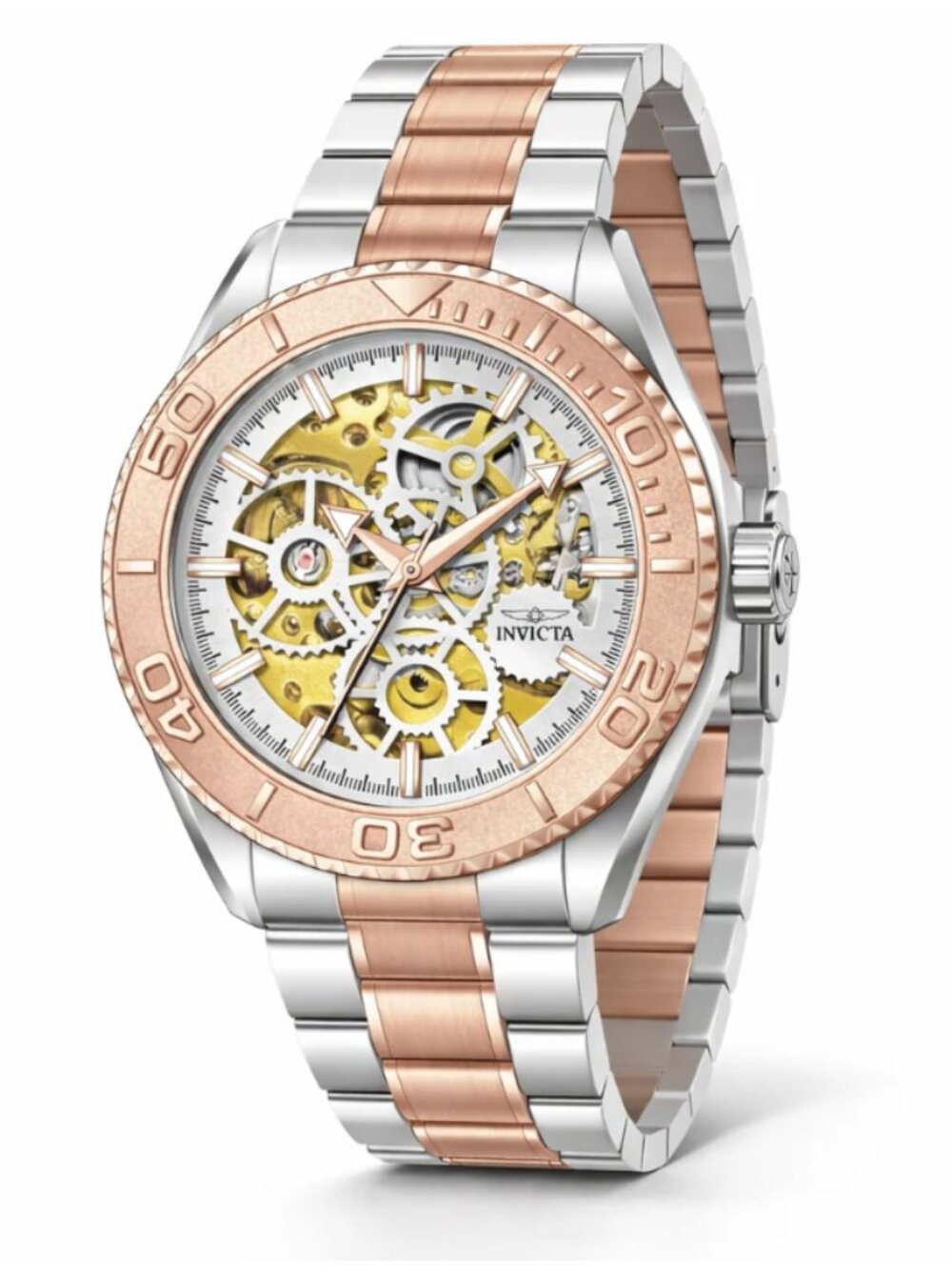 Invicta Objet D Art Glyph Automatic Men's Watch w/ Skeleton Dial - 43mm. Silver.